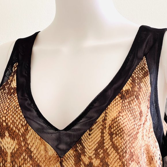 Anne Klein Exotic Animal Print Browns & Black V Neck Sleeveless Top, 12, NWT - Picture 7 of 10